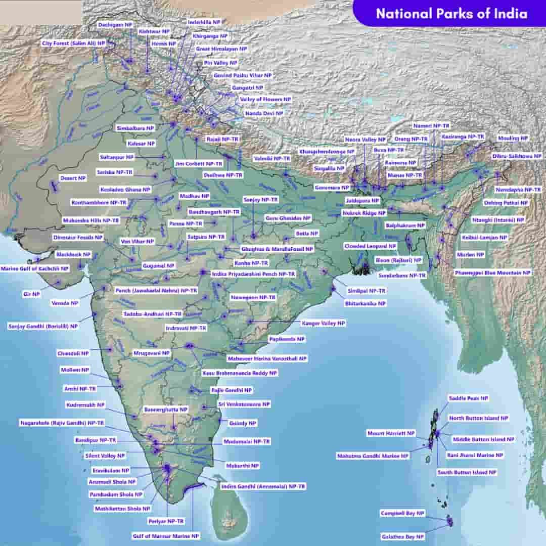 national parks in India map