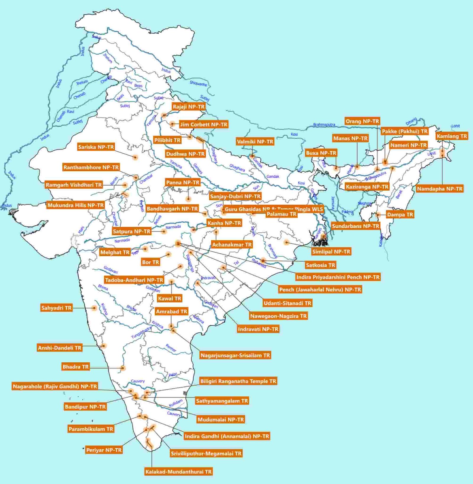 tiger reserve in India map