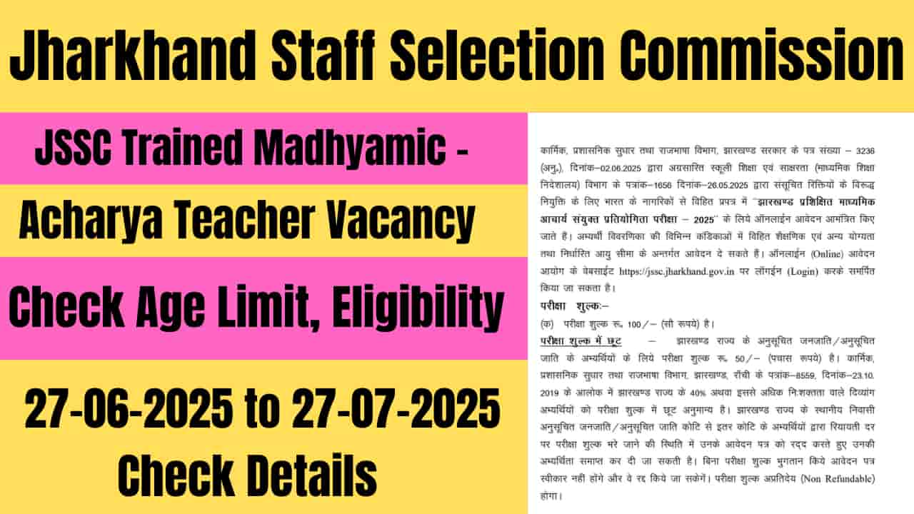 JSSC Trained Madhyamic Acharya Teacher
