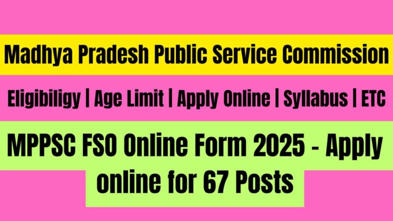 MPPSC FSO Online Form 2025