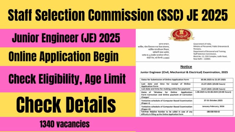 SSC Junior Engineer Recruitment 2025